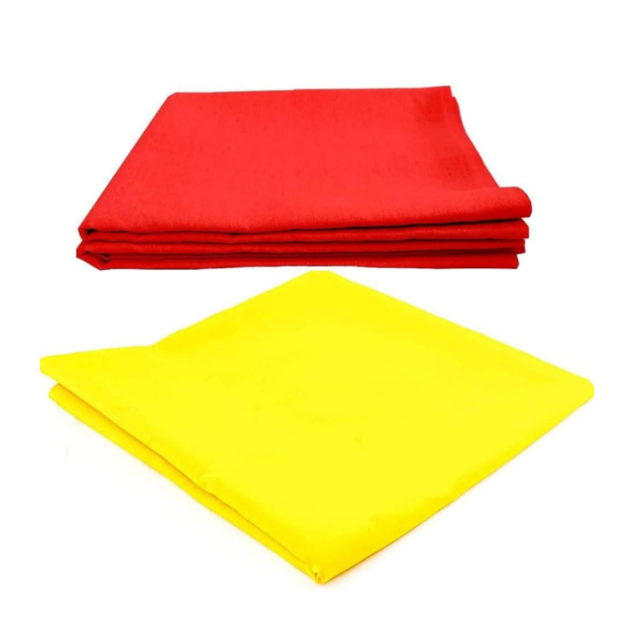 Red & Yellow Puja Cloth/Saluk Kapra (Pack of 2) - Perfect for Rituals & Festivals